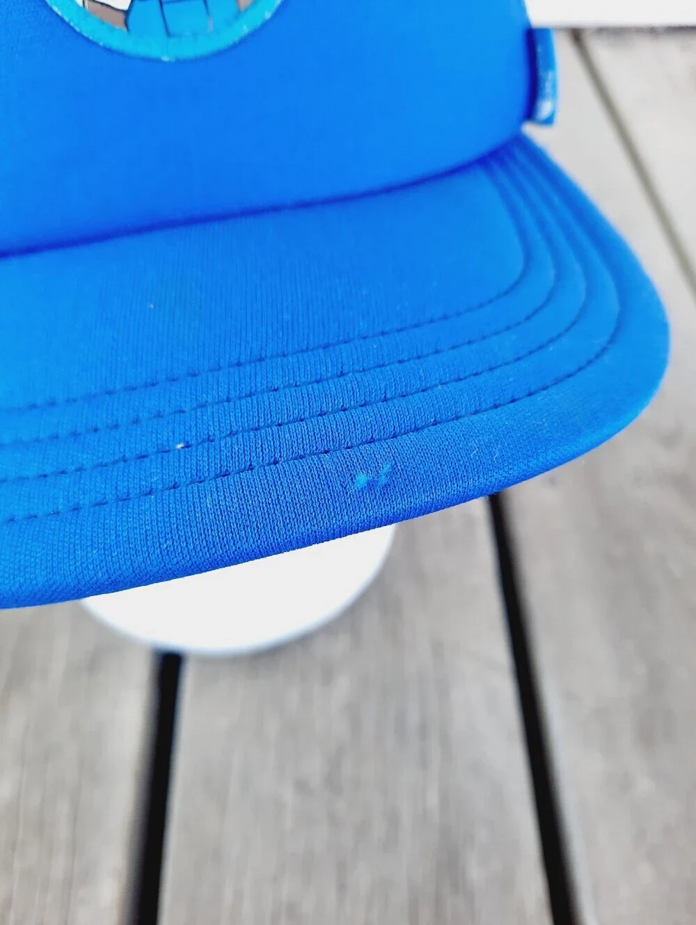 The North Face Blue Bear Patch Mesh Back Adjustable Trucker Hat Infant Size
